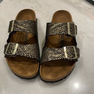 Gold birkenstocks